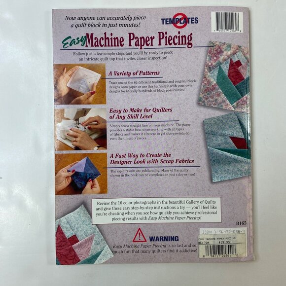 Easy Machine Paper Piecing Book Carol Doak Quilting Guide 65 Blocks - Picture 2 of 4